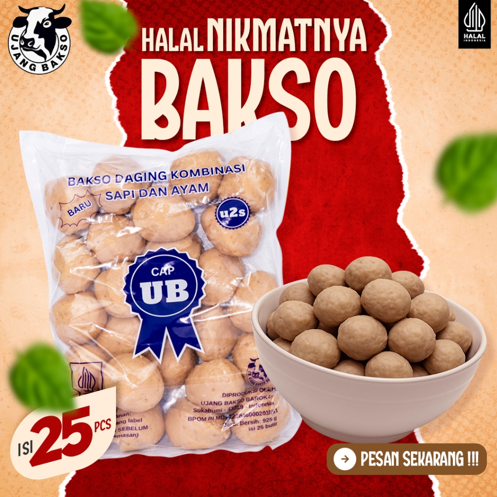 

Bakso kemasan isi 25 butir Sehat Lezat Nikmat Fresh Tanpa Pengawet - Ujang Bakso