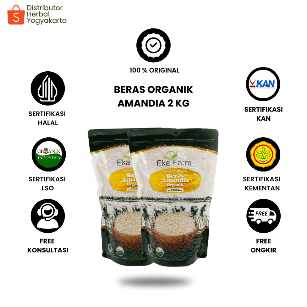

Eka Farm Beras Organik 2 KG - Beras Diabetes Amandia Diet Aman Diabetes Low Calorie Sugar Organik Beras Amandia Beras Sehat