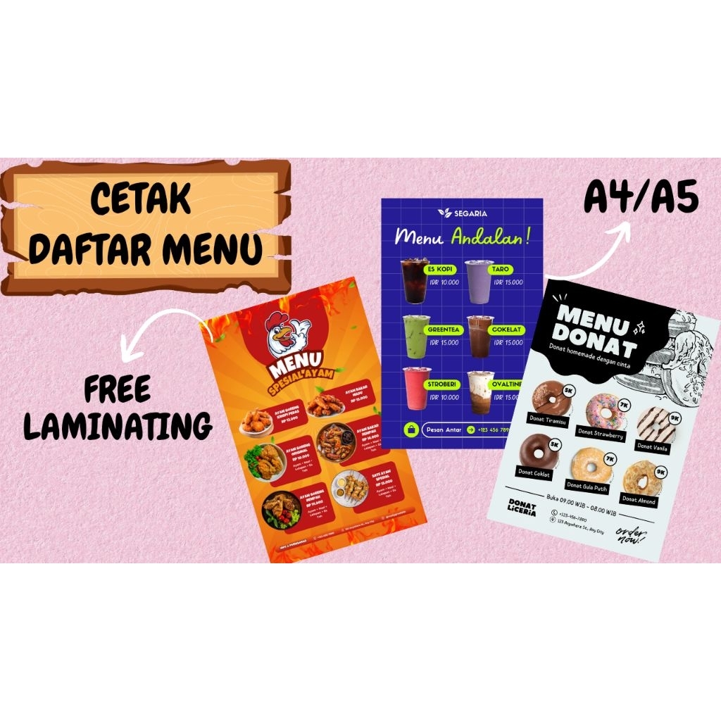 

Cetak Daftar Menu + Laminating Ukuran A4