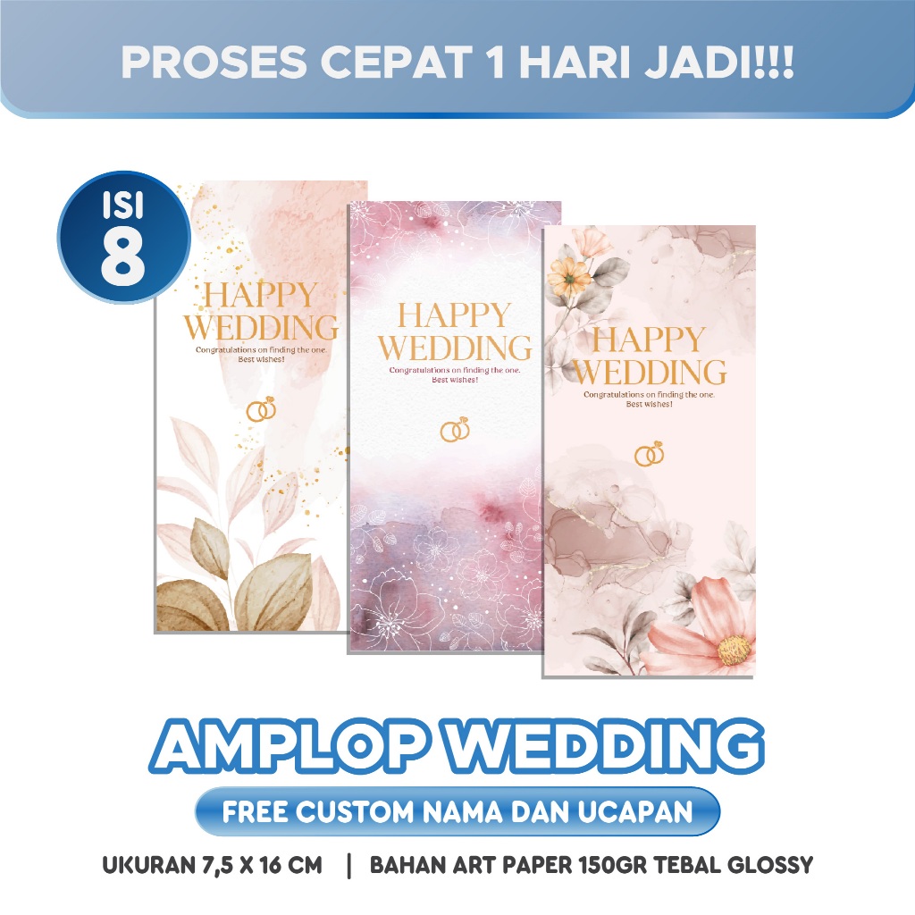 

(ISI 8 PCS) AMPLOP WEDDING CUSTOM | Wedding Kondangan Sumbangan | PINK SET