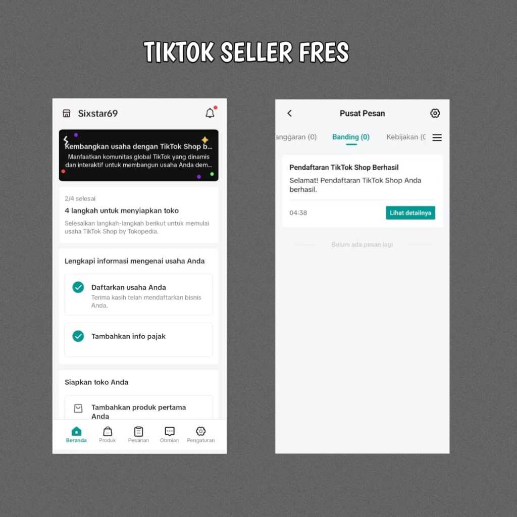 AKUN TIKTOK SELLER FRES  SUDAH VERIV