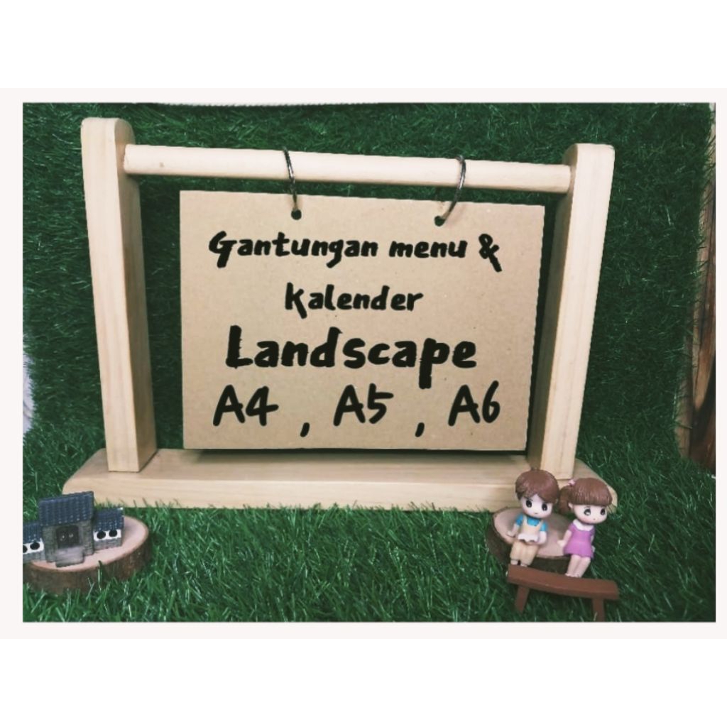 

gantungan stand menu & kalender kayu tipe landscape | tempat kalender