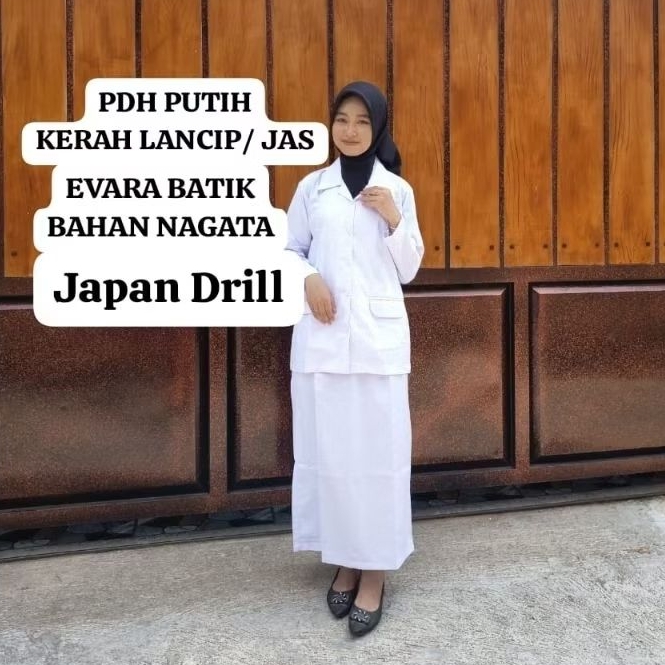 Seragam PDH Putih Seragam Bidan, Perawat Bahan Japan Drill Nagata ori