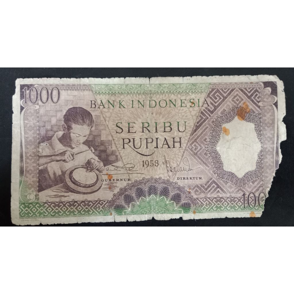 UANGKUNO 1000 RUPIAH PEKERJA THN 1958