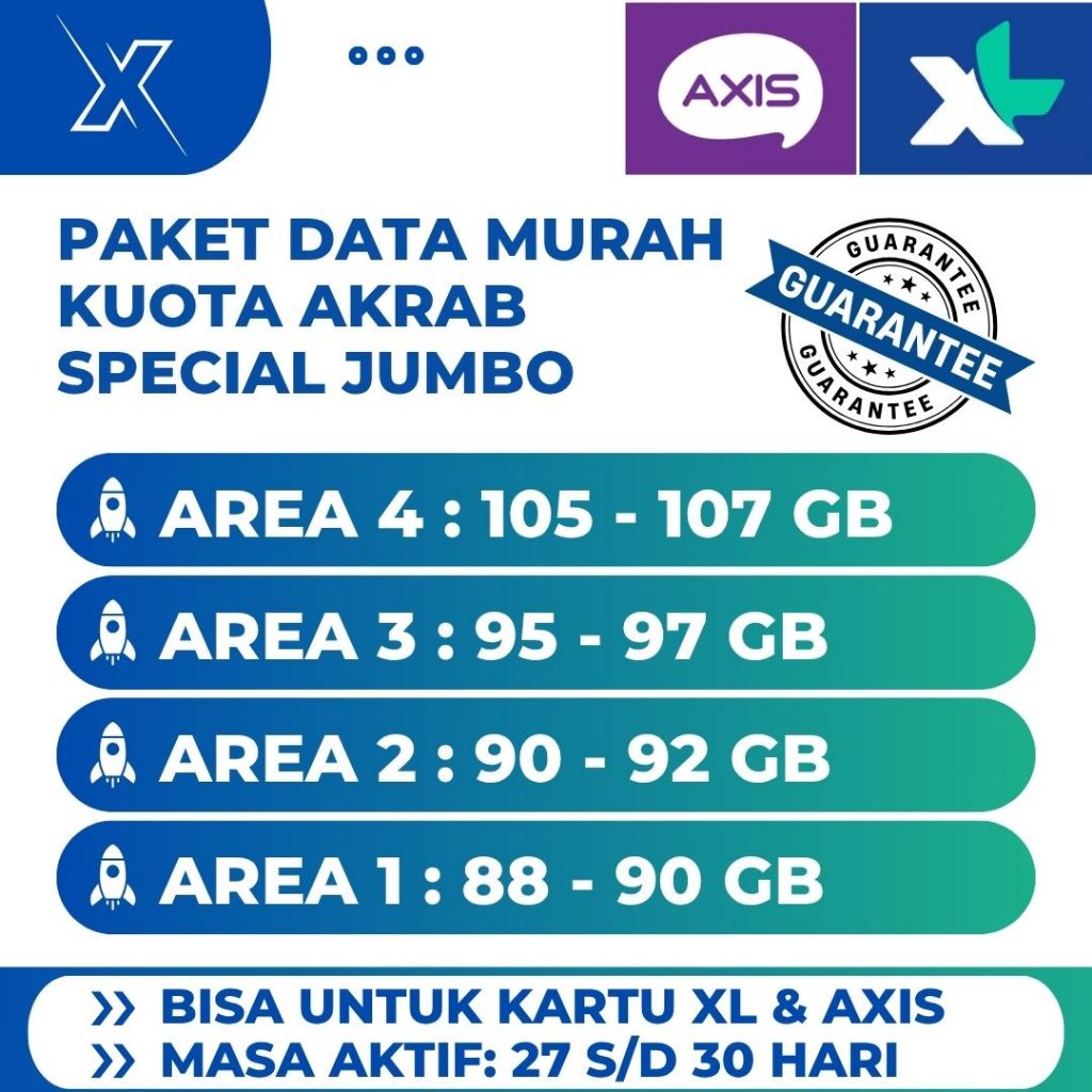 PAKET DATA MURAH XL AXIS KUOTA AKRAB SPECIAL JUMBO BERGARANSI