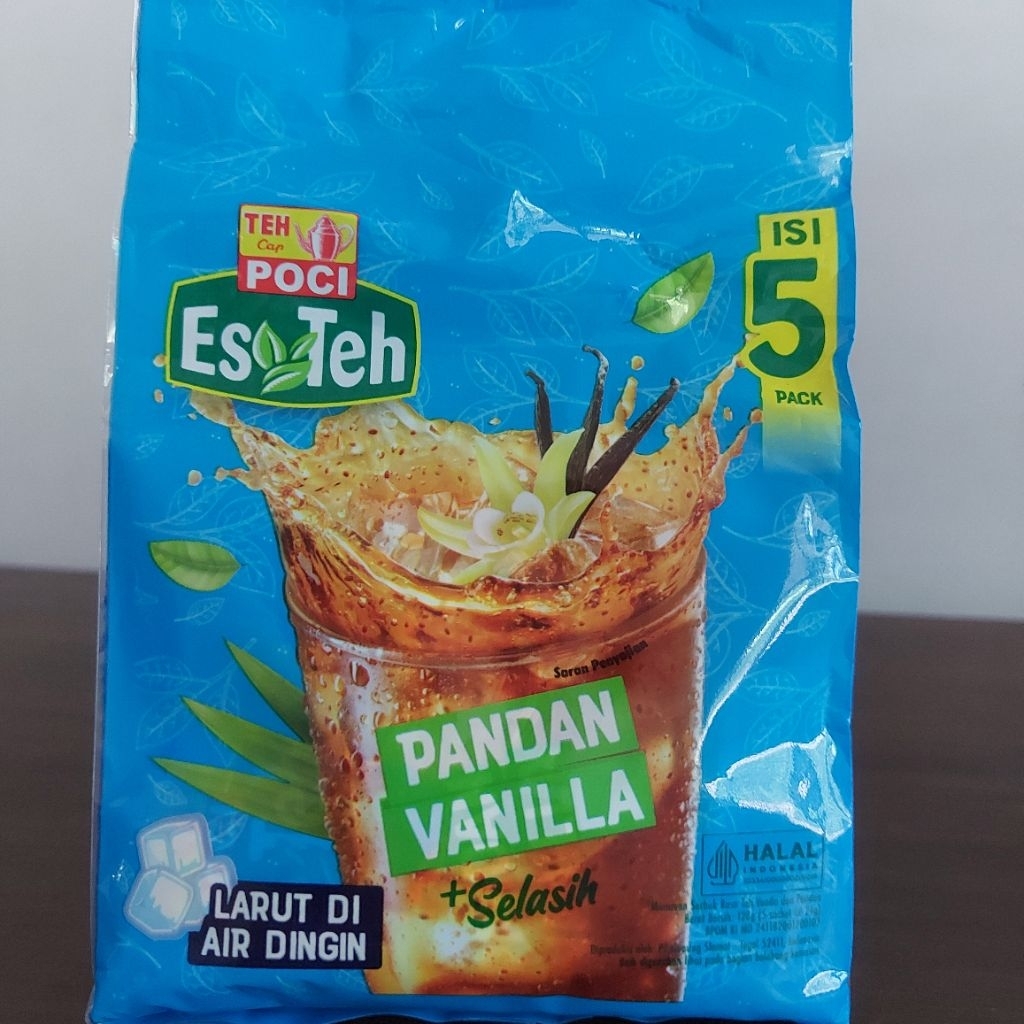 

Es Teh Cap Poci Rasa Pandan Vanila + Selasih isi 5 Sachet