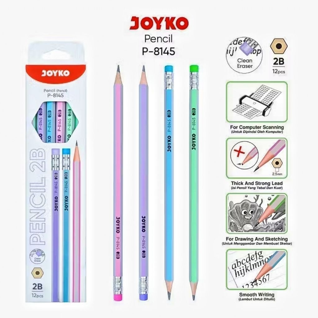 

(1 pak) 12 pcs Pensil Joyko Montana M2000 2B Murah