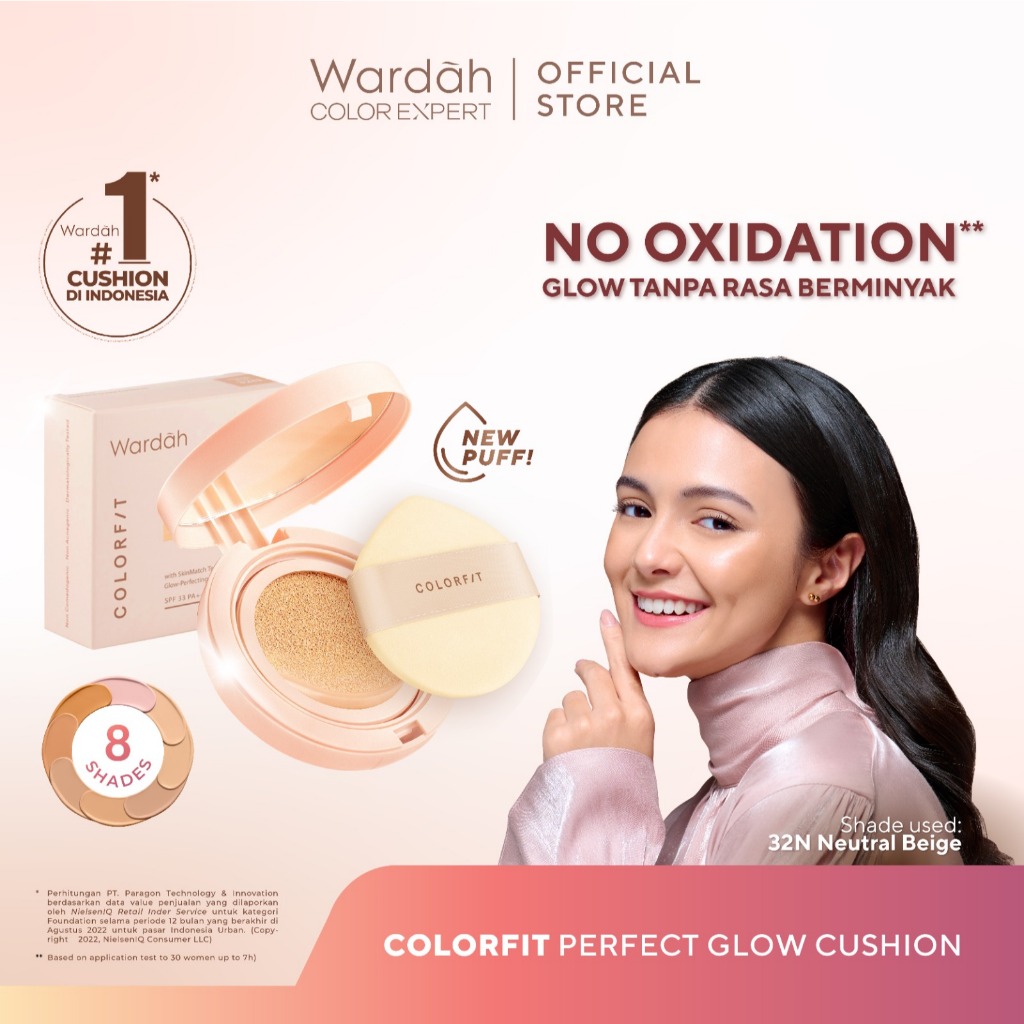 WARDAH Colorfit Perfect Glow Cushion -Tahan Lama Hingga 12 Jam Dilengkapi SPF 33 PA dan Centella Asi
