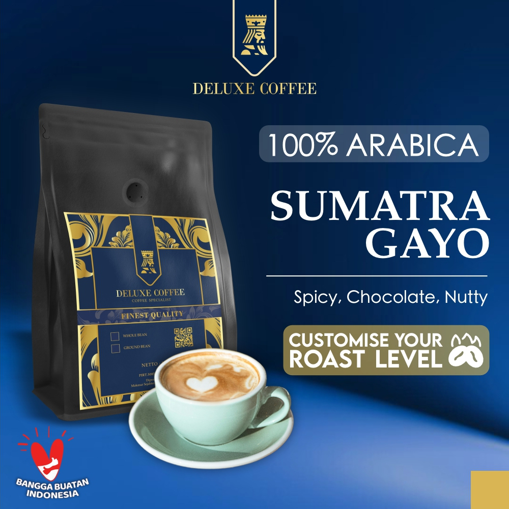 

Deluxe Coffee Biji Kopi Arabika Sumatera Gayo 100% Arabica Specialty Coffee Beans Customize Roast