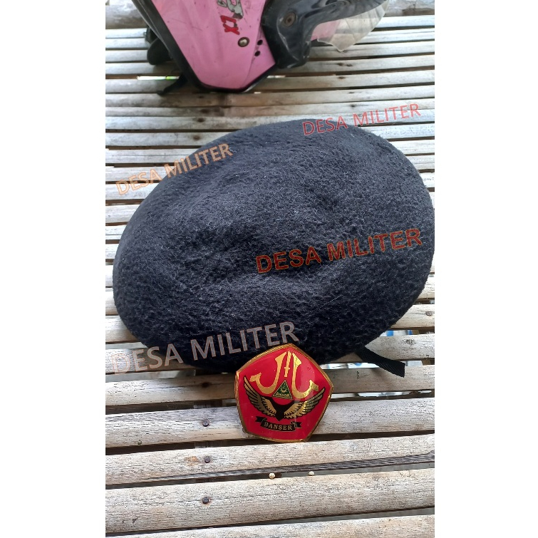 PROMO Baret Banser Hitam Plus Emblem - Topi Baret Hitam Banser - Baret Ansor