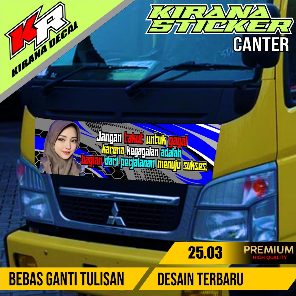 Stiker kabin depan Canter stiker variasi Truck Canter stiker Truck kode 25.03