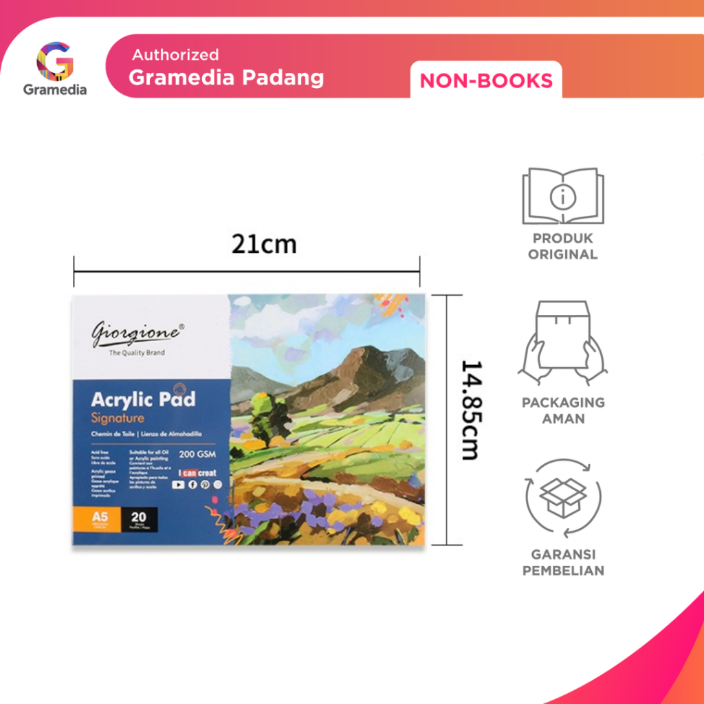 

Gramedia Padang - Giorgione Acrylic Oil Paint Paper Book Lukisan Minyak Akrilik A5 G-AC20