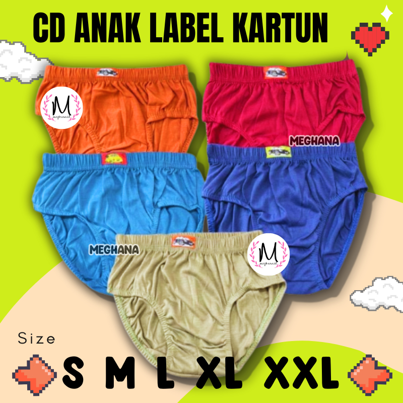 12 pcs Celana Dalam Cd Anak Laki Laki Cowok, Usia 1 sd 10 Tahun , Cd Label