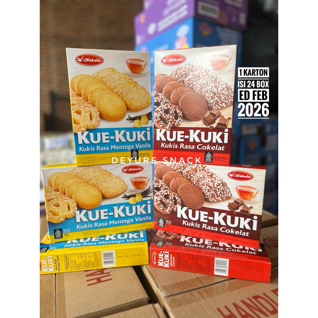 

Kokola Kue Kuki 80 gr x 24 pack Coklat Butter Vanila 1 karton Snack Hajatan Hampers