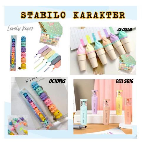 

Stabilo Highlighter Set Warna Warni Karakter Lucu Alat Tulis Korea Impor Ubur Ubur Gurita Octopus Es Krim Ice Cream Mini Stabilo Kiyowo