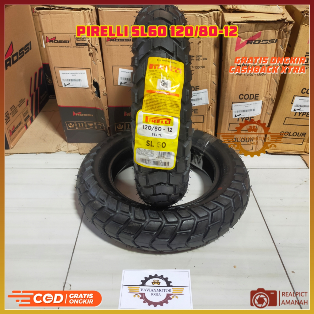 Ban 120/80-12 Ban 120 80 Ring 12 Motor Matic Pirelli SL60 SL 60 Tubeless 120/80-12 Ban Motor Ban Mat