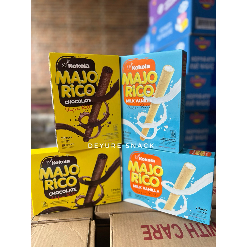 

Majorico wafer roll cokelat vanila box kokola 100gr 1 karton isi 24