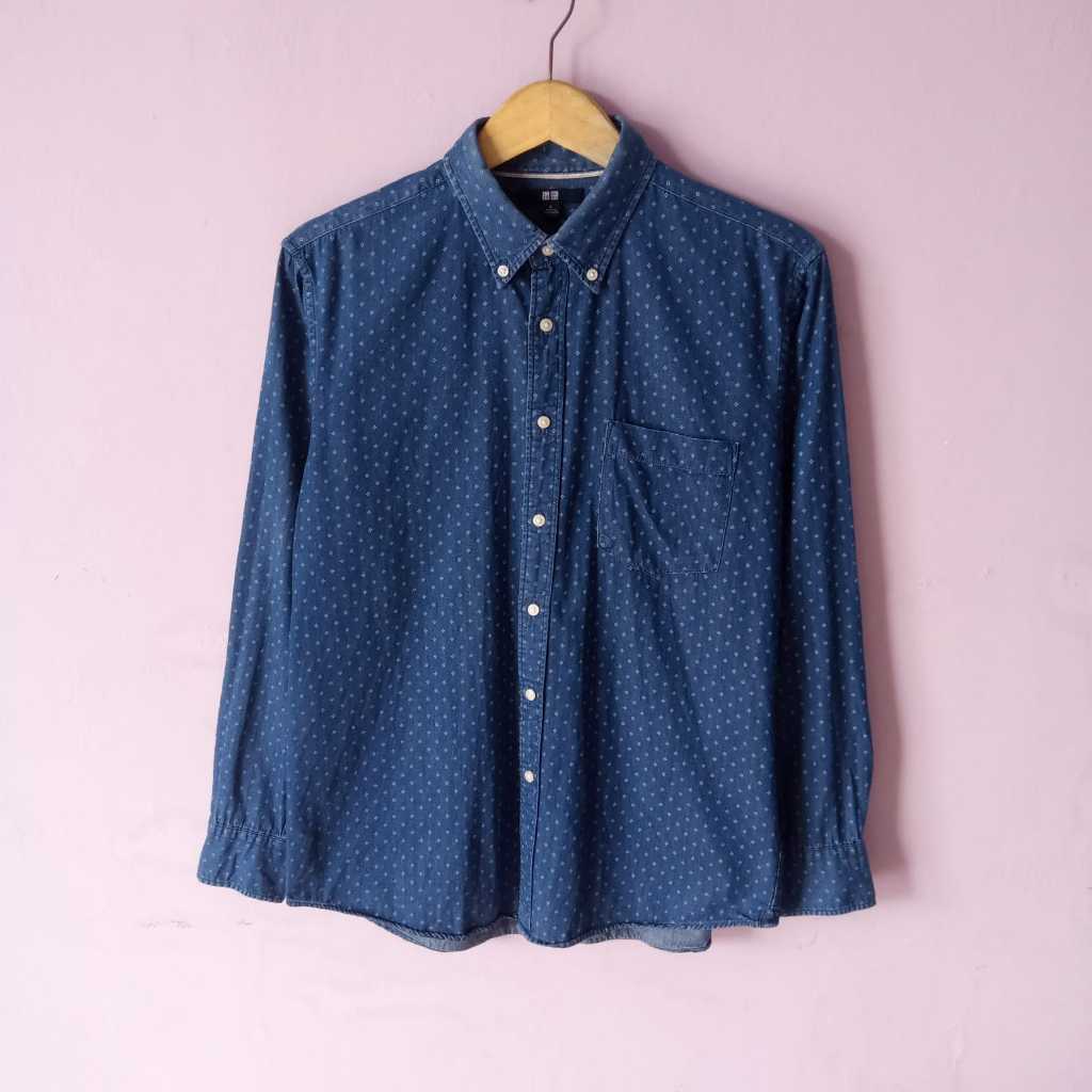 kemeja denim uniqlo selvedge kemeja uniqlo kemeja pria uniqlo kemeja selvedge