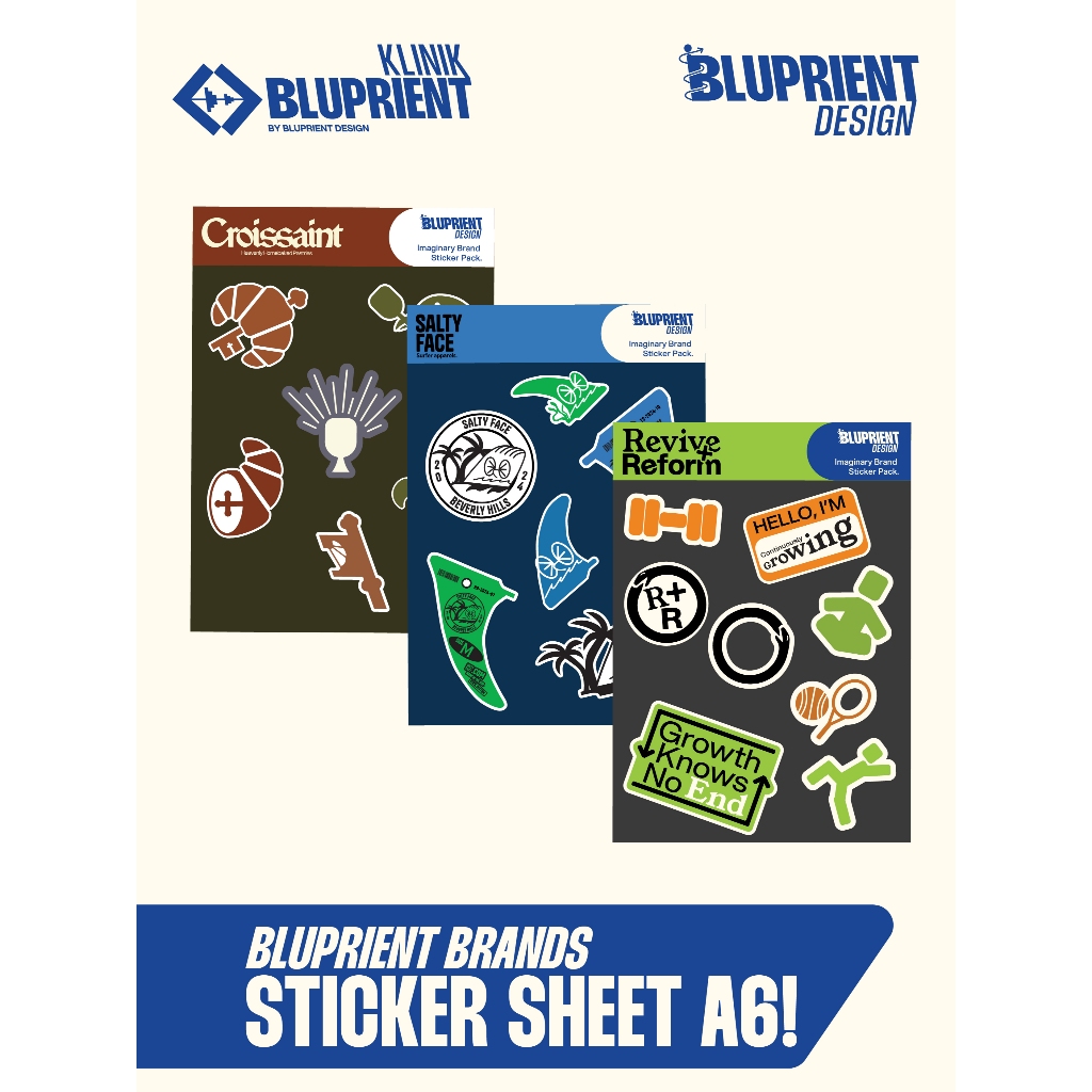 

Imaginary Brand Sticker Sheet Part 1 - Klinik Bluprient - Sticker Kisscut