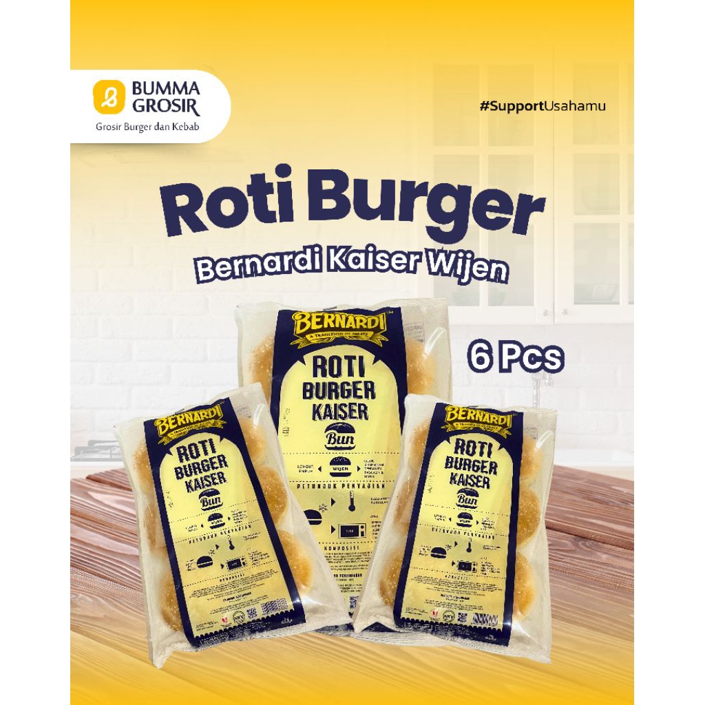 

Bernardi Bun Wijen- Roti Burger Besar-Big Burger Bun-Roti Burger Premium-Roti Burger Wijen-Lembut dan Empuk-Halal