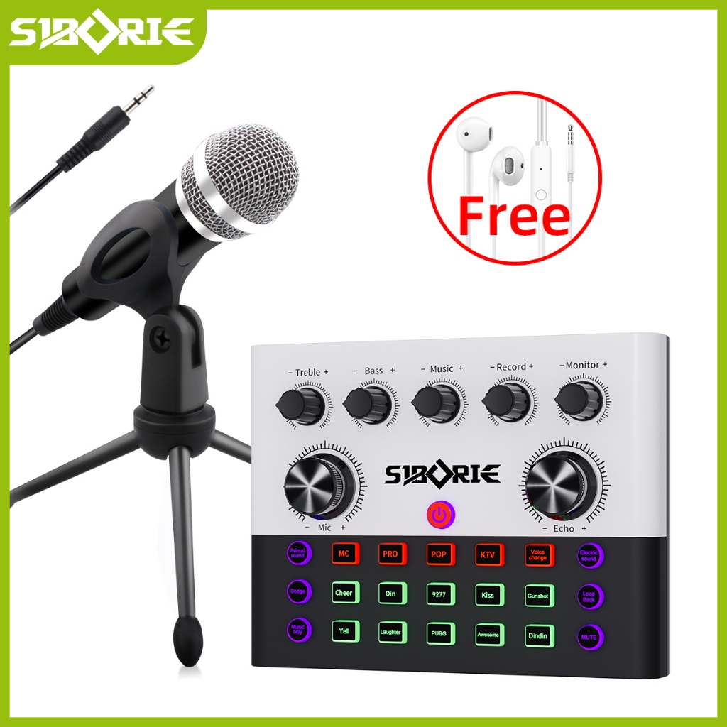 Siborie F993 Soundcard+MS30 Mic+E10 Headset Paket Lengkap Full Set 100% Original Mendukung COD