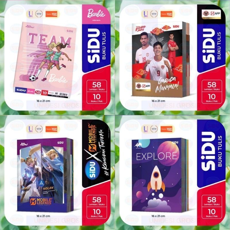 

Buku Sidu 32s/38s/58s [] Per Pack isi 10 Buku [] Karakter Mobile Legends [] Barbie [] Merah Putih