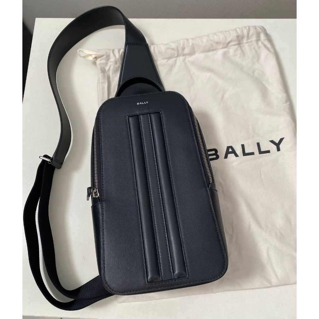 Authentic Bally Mythos Sling Bag - Black Leather