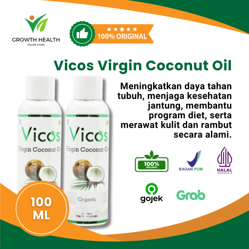 

Vicos Virgin Coconut Oil 60ML 100ML Minyak Kelapa Murni Menurunkan Berat Badan