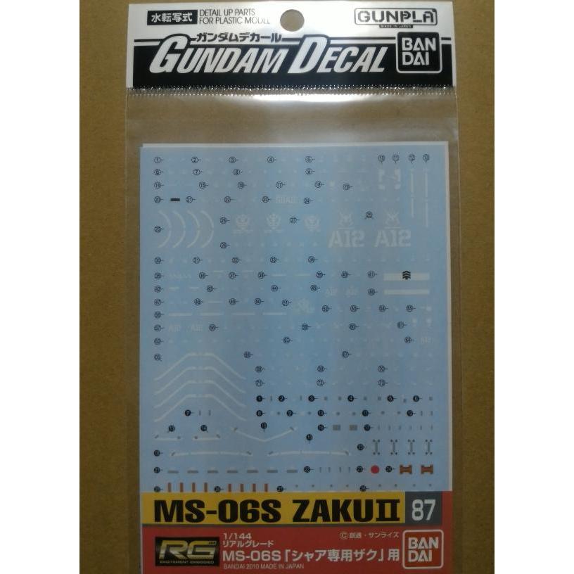 Gundam Decal 87 RG MS 06S Char Zaku II BANDAI