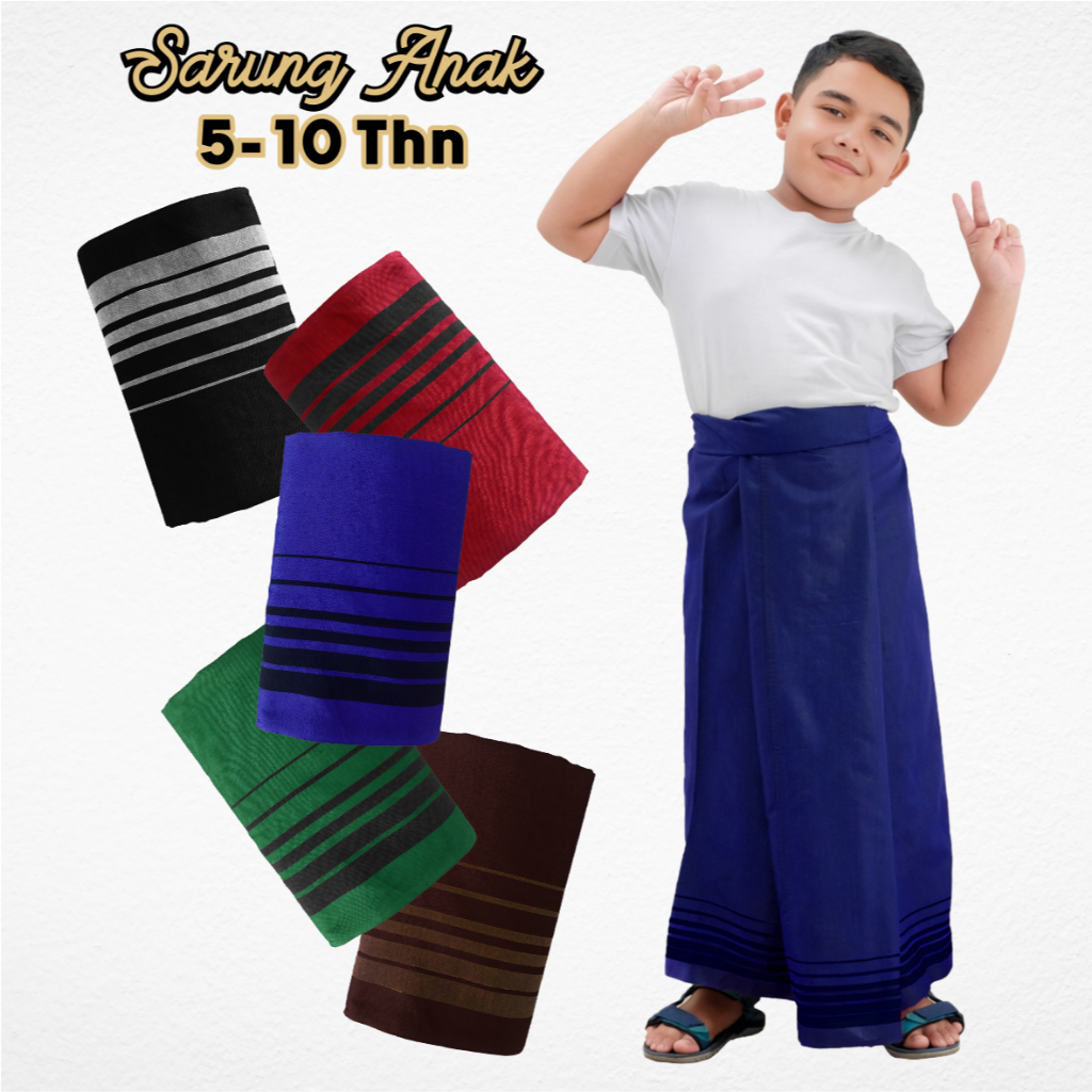 Sarung Anak Sunat Sholat Ngaji Motif Polos Usia 5th - 10th