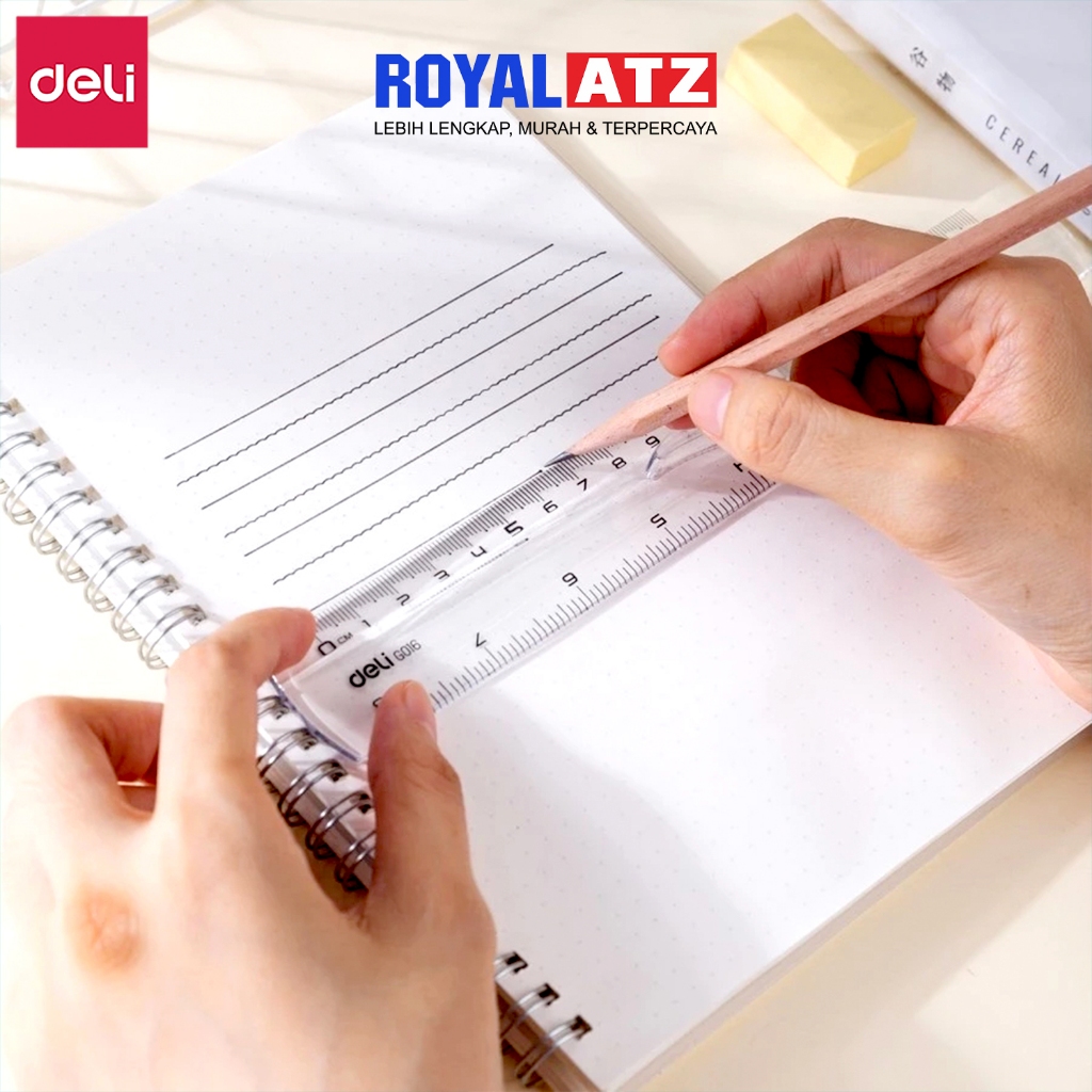 

School Drafting Ruler / Penggaris Transparan Ukuran 20 Cm Dengan Pegangan EG016 12 Deli