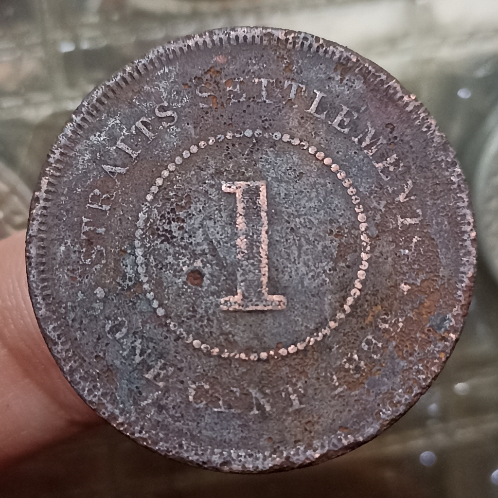Koin Kuno Straits Settlements (British Malaysia) 1 Cent - Victoria Sesuai Foto