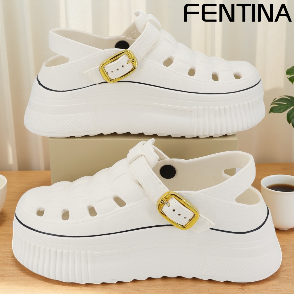FENTINA Sandal Wantia Kekinian Tinggi Sandal Baim Wanita Sandal Jelly Korea Sepatu Wanita Fuji