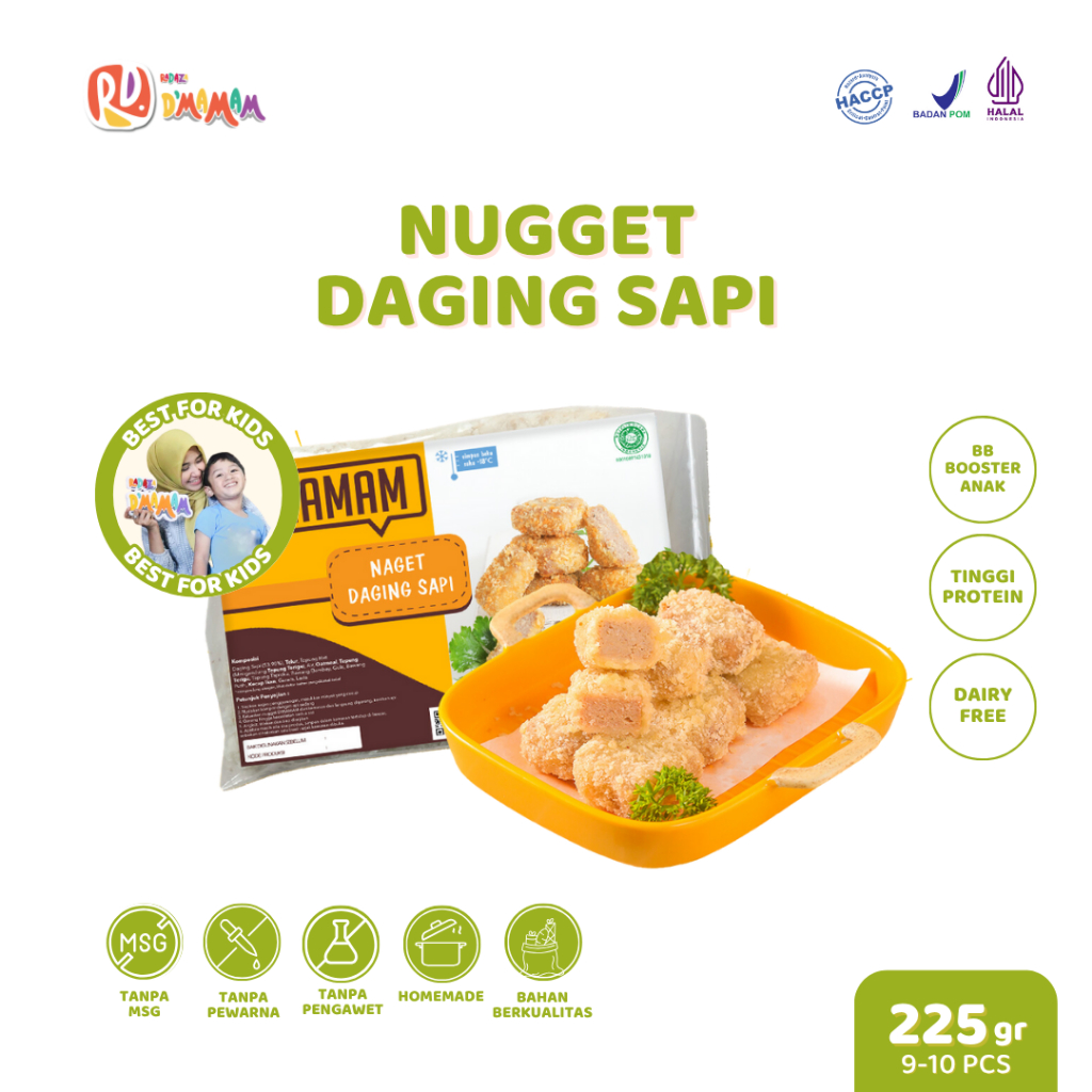 

D'MAMAM SBY Nugget Daging Sapi 225g Anak MPASI Dairy Free Homemade BB Booster HACCP BPOM HALAL