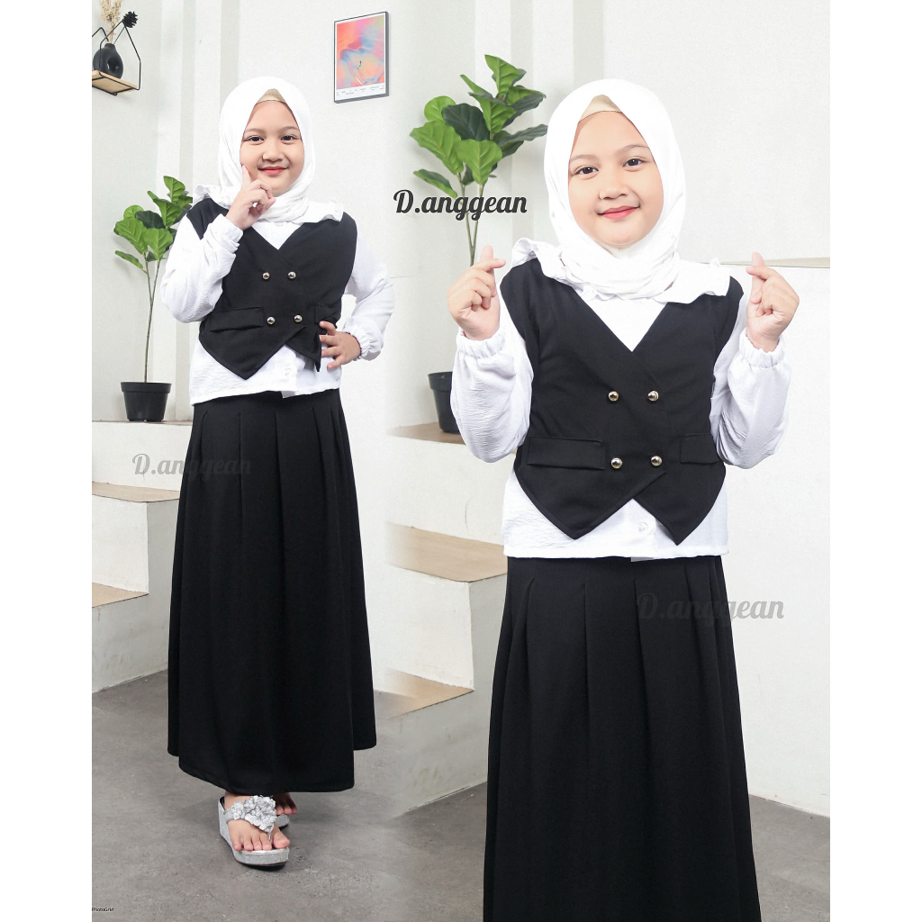 SETELAN ONE SET ROK ROMPI ANAK PEREMPUAN MODEL KOREA STYLE TERBARU KEKINIAN