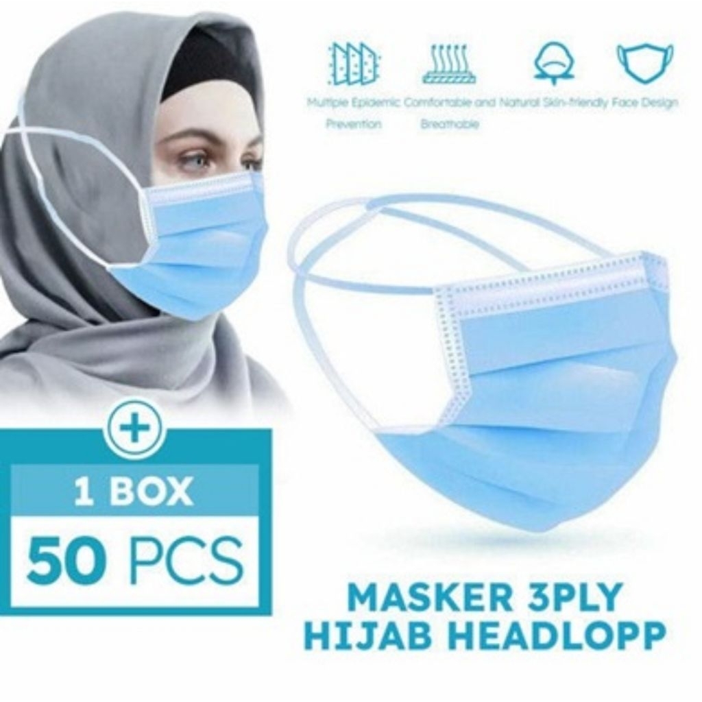 SURGICAL FACE MASK HIJAB EKONOMIS Masker 50 PCS - Prima Protect