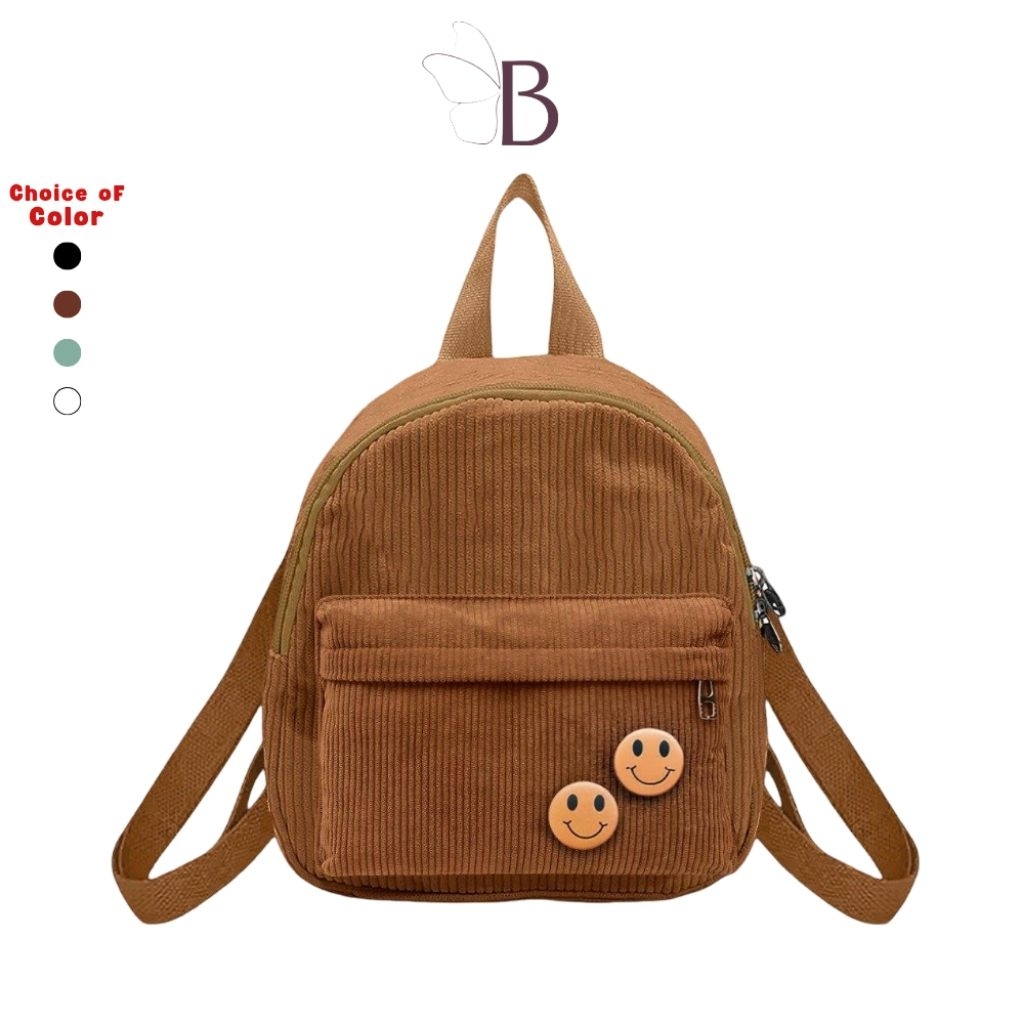 Tas Ransel Mini Corduroy Tas Ransel Wanita Multifungsi Elegant Tas Mini Sekolah Kuliah Kerja