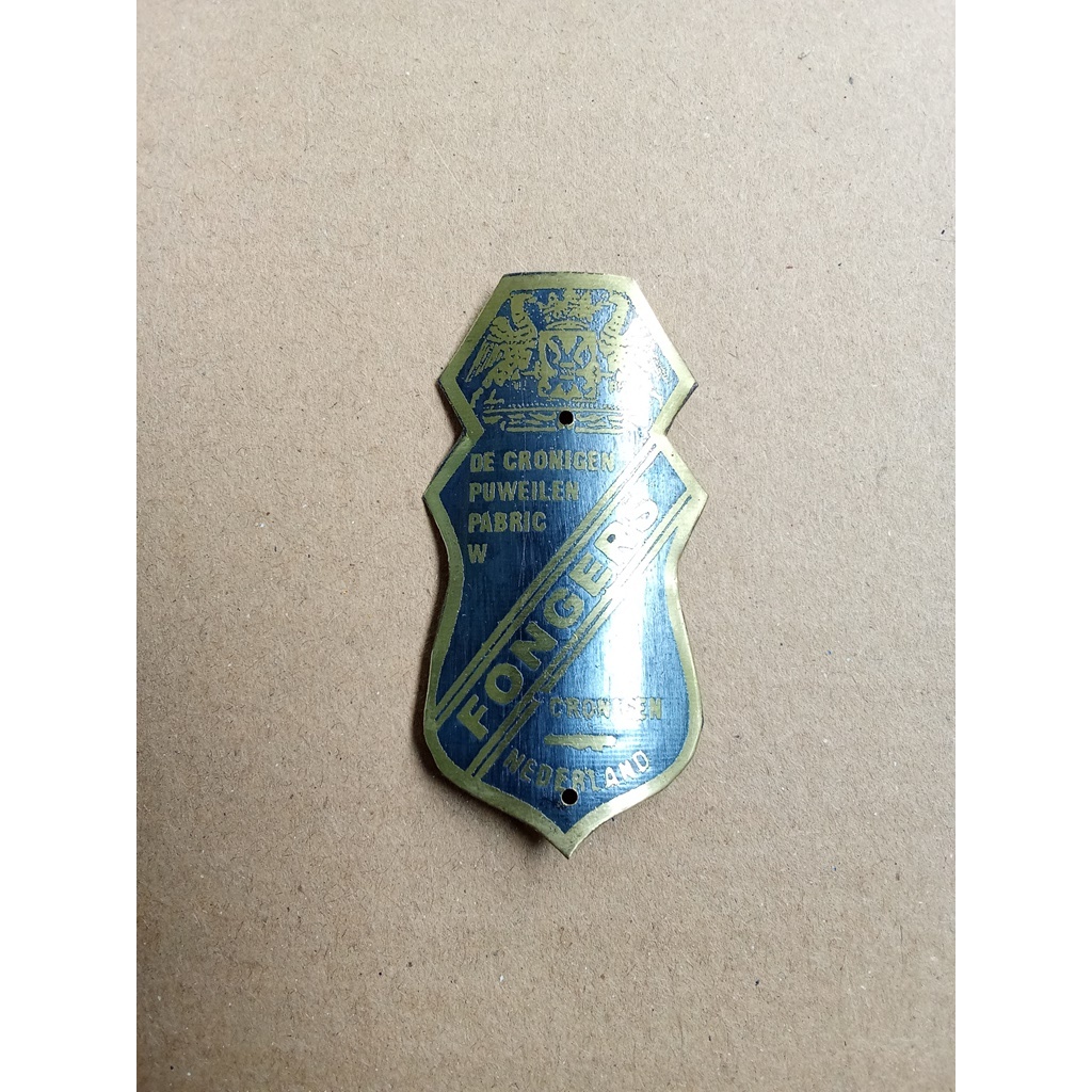 Emblem Sepeda Onthel Merk Fongers Kuningan hitam