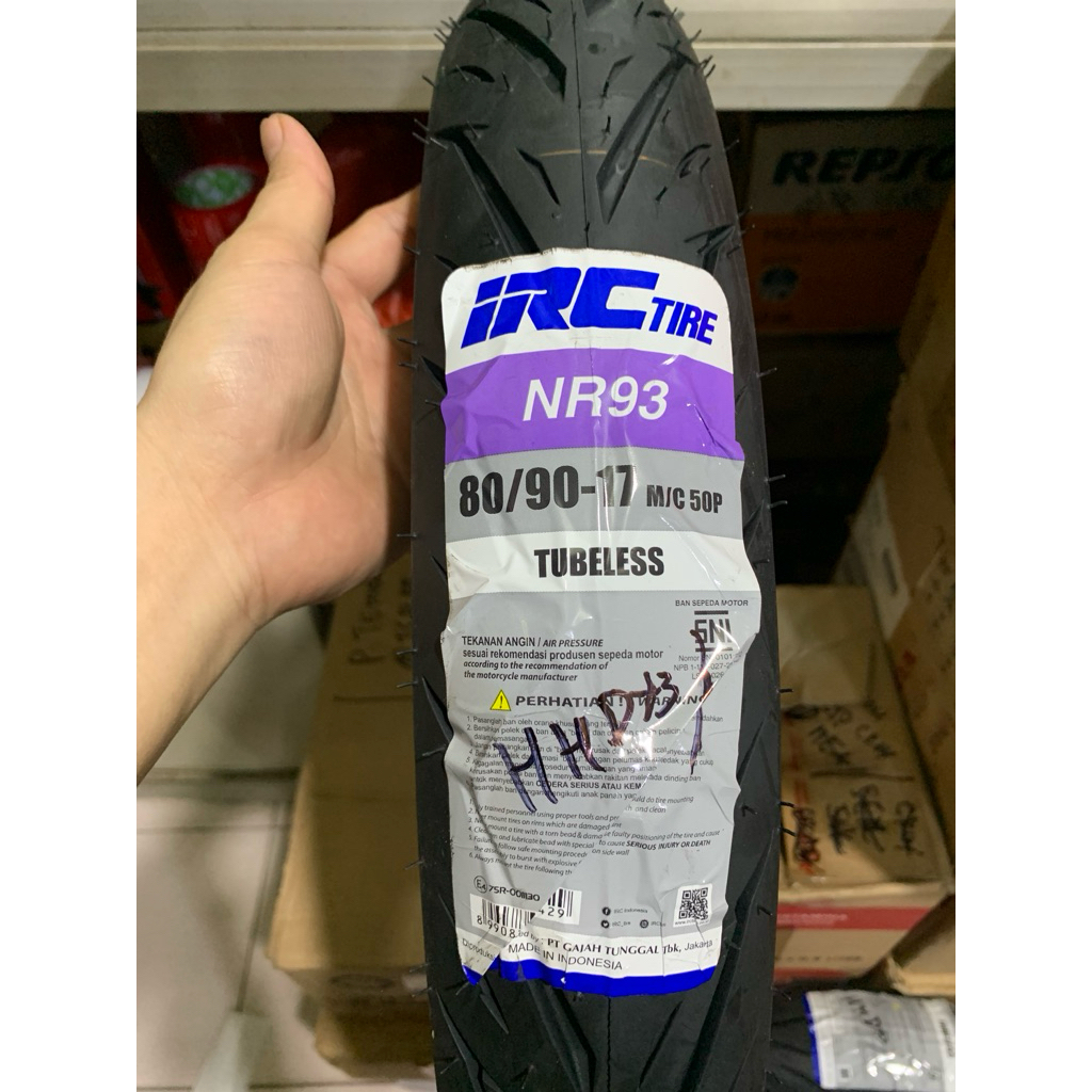Ban Motor IRC 80/90-17 NR93 ( NR 93 ) Tubeless Ban Belakang Supra Vega Karisma, jupiter z1 ( bonus p