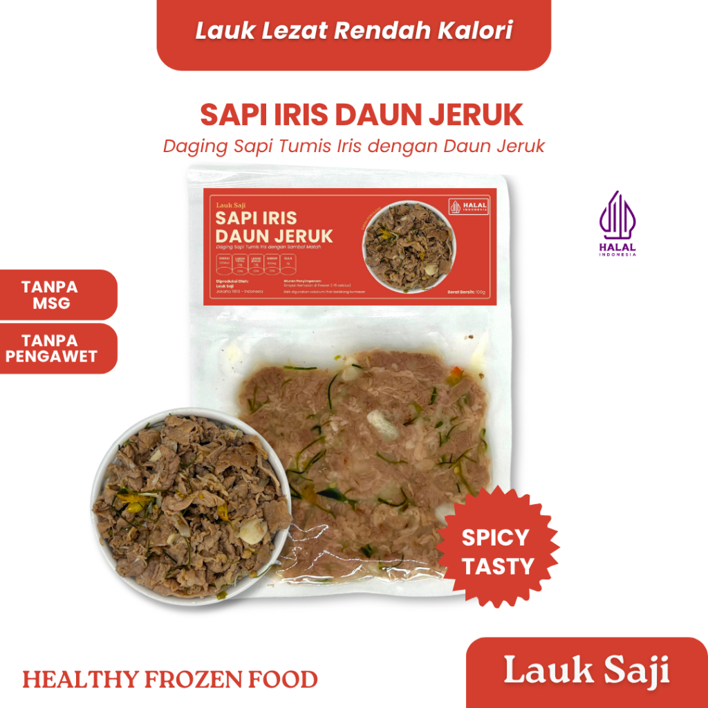 

Sapi Iris Daun Jeruk – Lauk Siap Saji | Rendah Kalori | Tinggi Protein | Frozen Food Diet