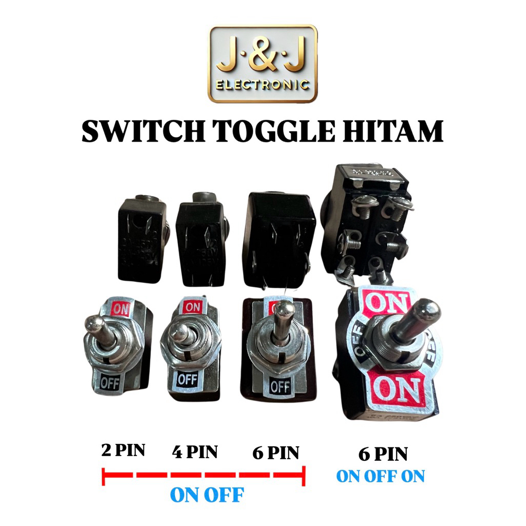 Switch Saklar Toggle 2 Pin On Off / 4 Pin On Off / 6 Pin On Off / 6 Pin On Off On Hitam