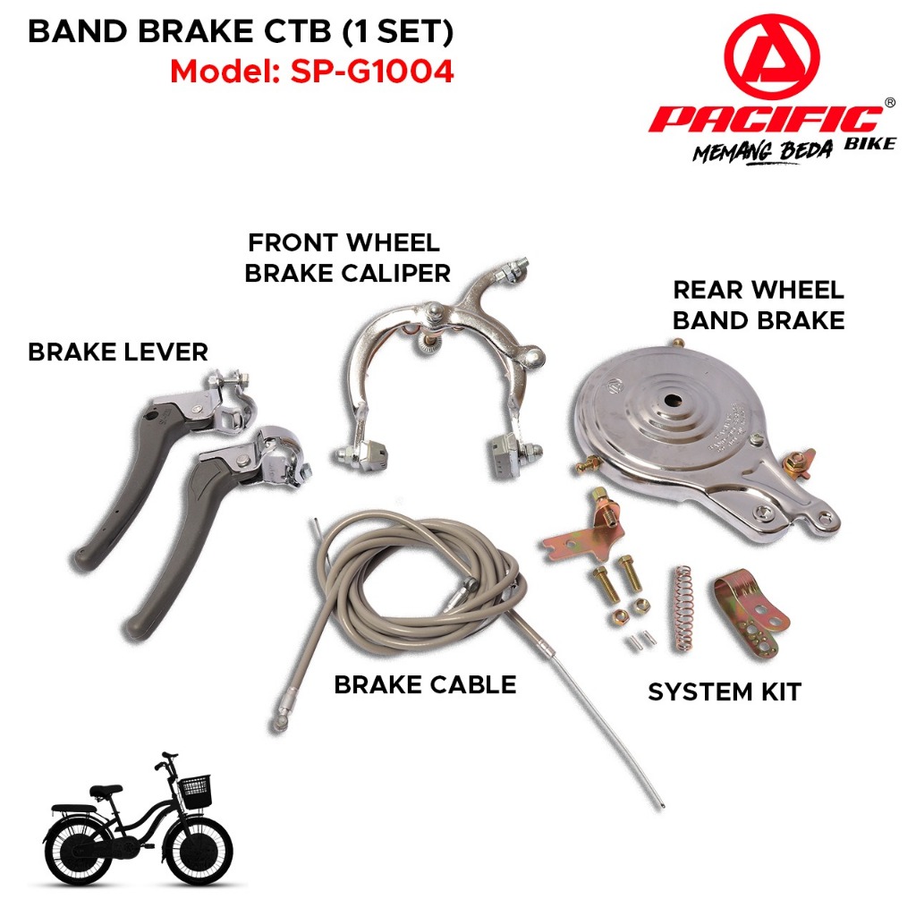 Rem Sepeda Mini Komplit Depan Belakang Pacific / Rem Tromol Belakang Sepeda Mini Pacific Band Brake 