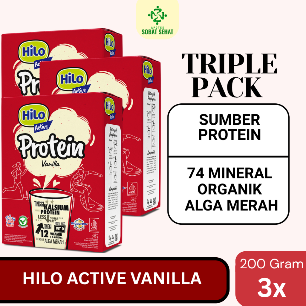 

[ TRIPLE PACK ] - 3 Box Hilo Active Rasa Vanilla 200 gram - Susu Dengan Tinggi Kalsium