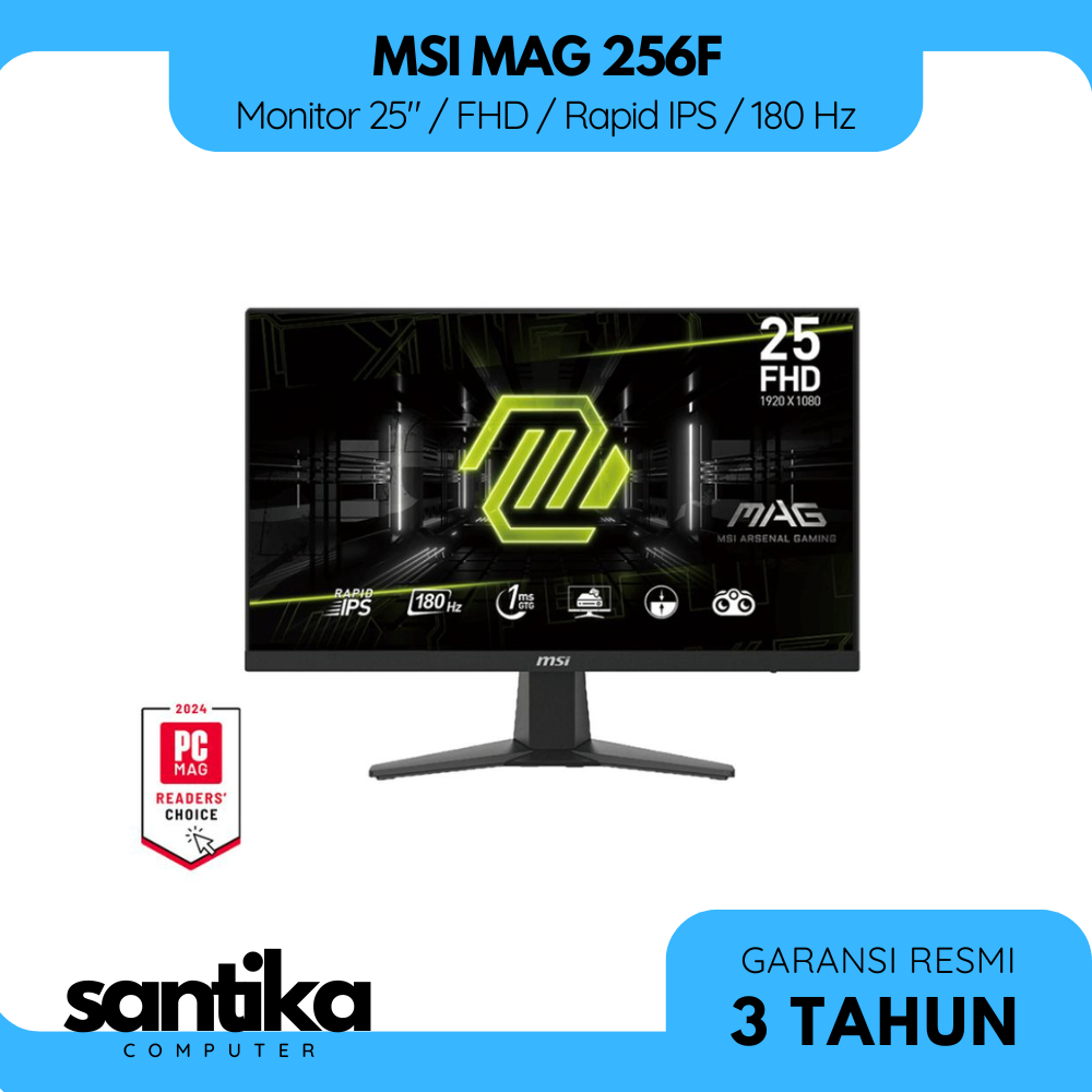 MSI Monitor MAG256F 25" FHD 1920 x 1080 - Rapid IPS 180hz