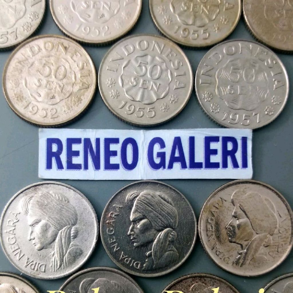 VF cuci Koin 50 Sen Diponegoro tahun 1952 1955 1957 Dipanegara Uang Kuno logam Indonesia asli origin