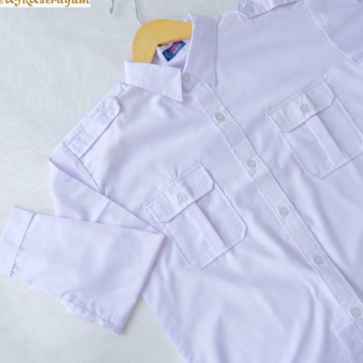 Berkualitas Baju putih pdh pns dan paskibra lengan panjang kemeja kerja pria dan wanita