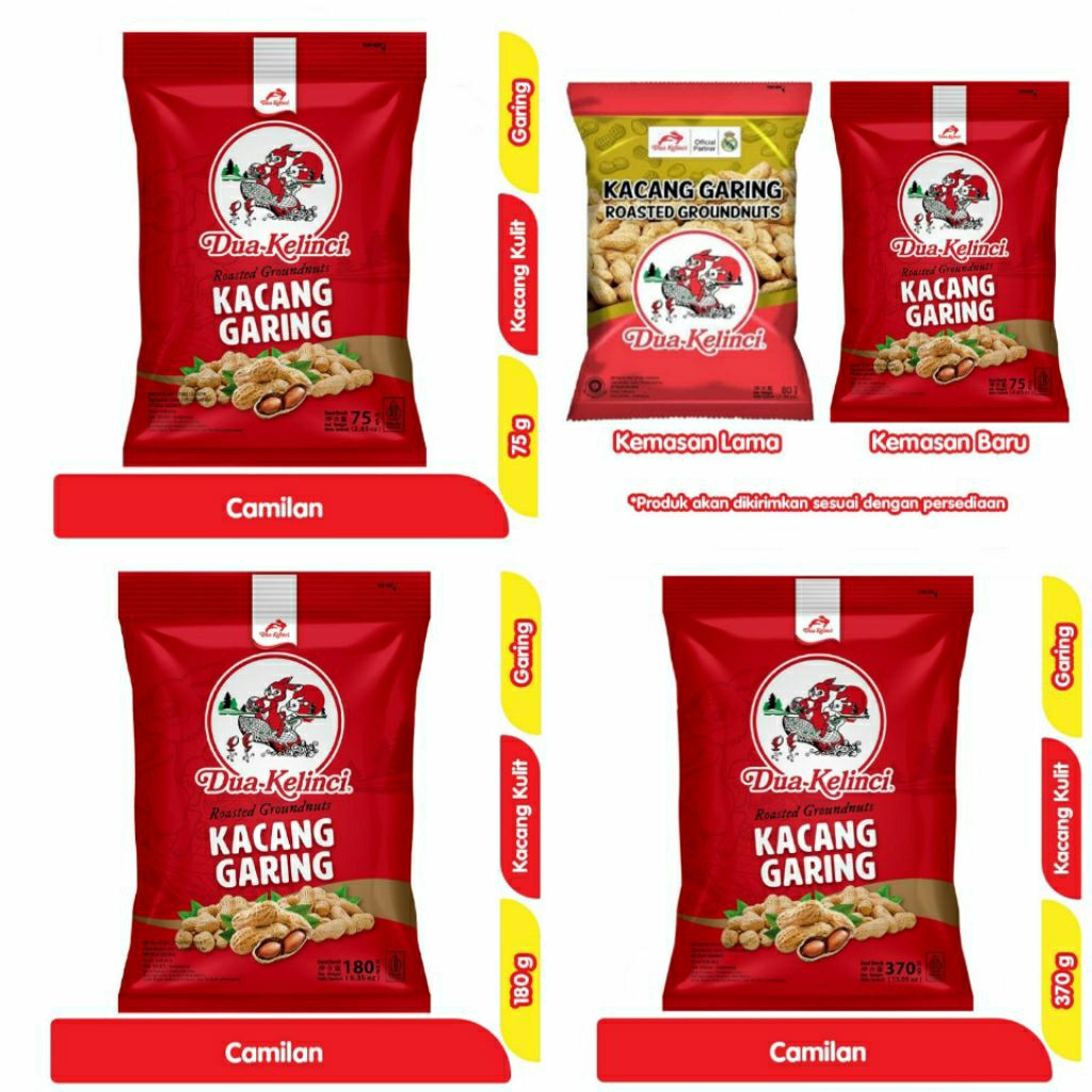 

Dua Kelinci Kacang Kulit Garing 75g/180g/370g