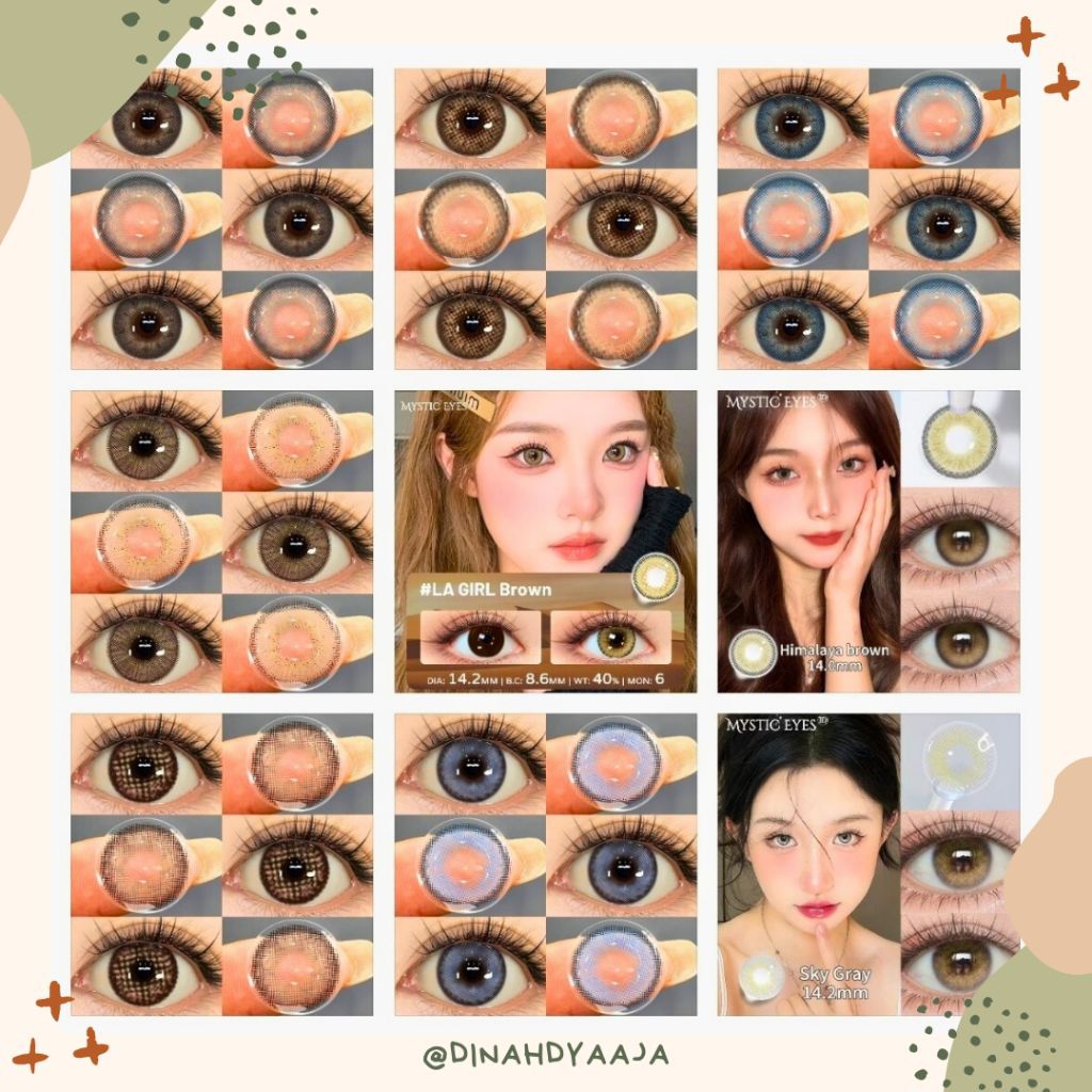 Mysticeyes Softlens gratis alat pasang kotak lensa mata normal 1 pasang soflen biru himalaya brown h