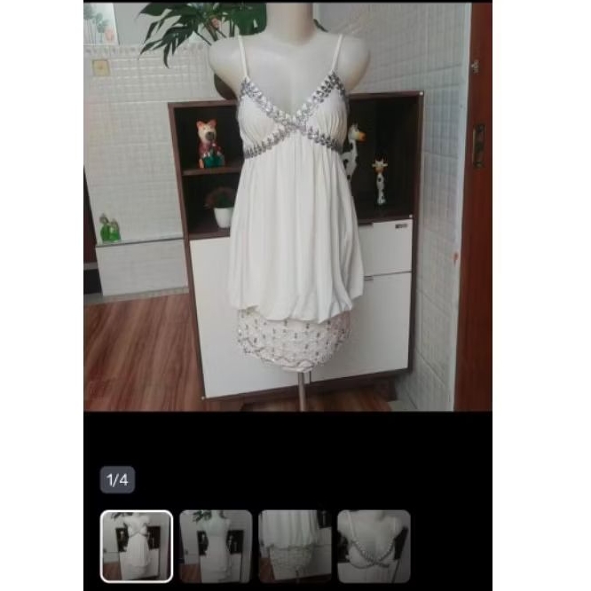 Dress putih payet pesta preloved