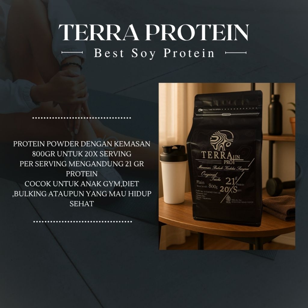 

Susu Kedelai Bubuk Terra Protein 800 gr - Rasa Enak,Cocok Untuk Diet & Gym Pemula